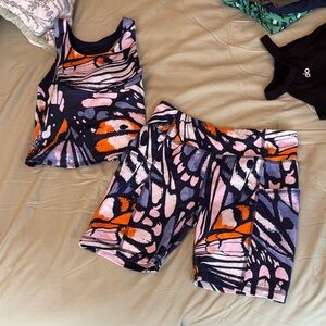Girl’s Colorful Butterfly Print Tank and Shorts Set